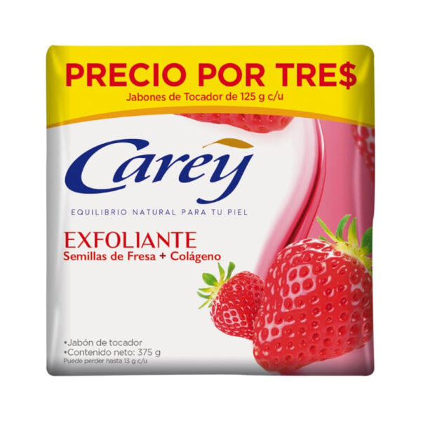 JABON CAREY X3 330G SEMILLAS FRESA+MIEL